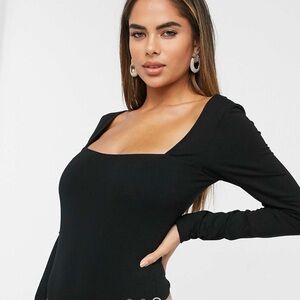 Elegant Black Long Sleeve Bodysuit